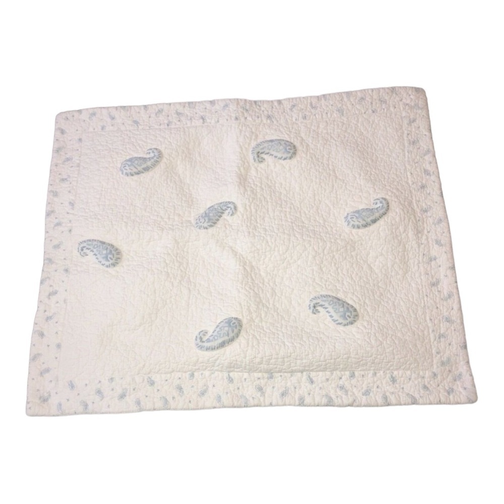 White Cotton Quilted Paisley Insets Sham Cover 30" x 25"